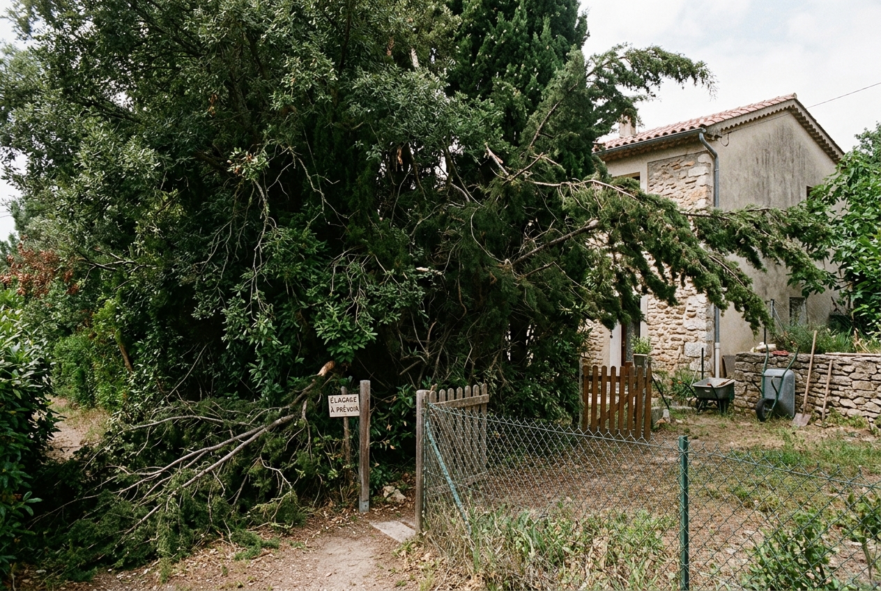 Souche gênante avant rognage à Costebelle