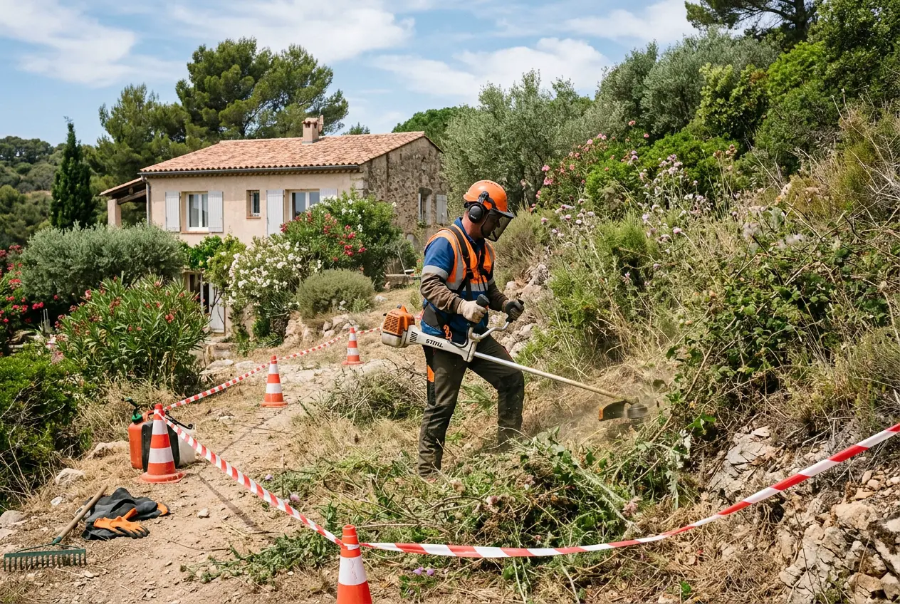 Débroussaillage d'une parcelle à La Crau